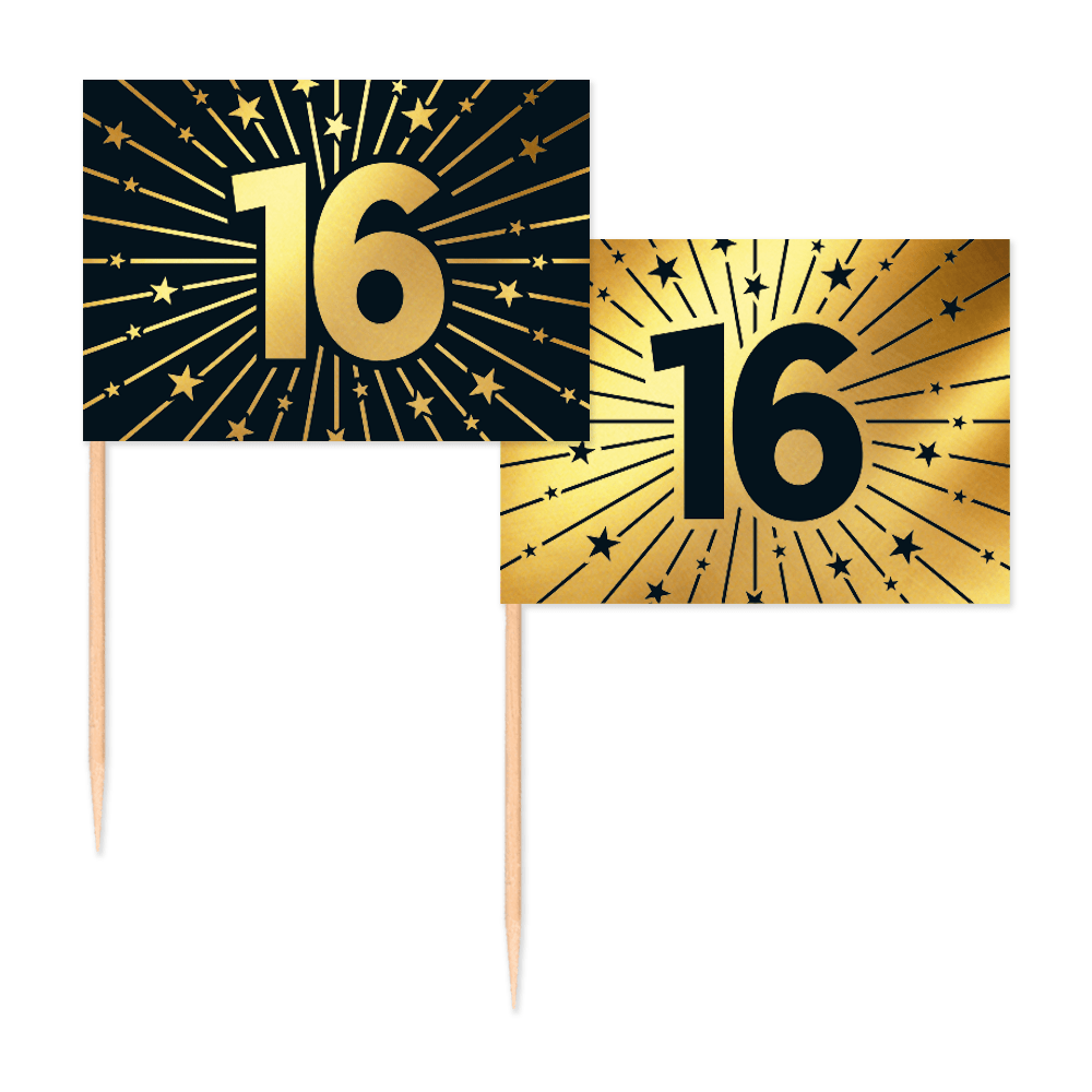 16. Geburtstag Fahnen Sticks - Flaggen Sticks