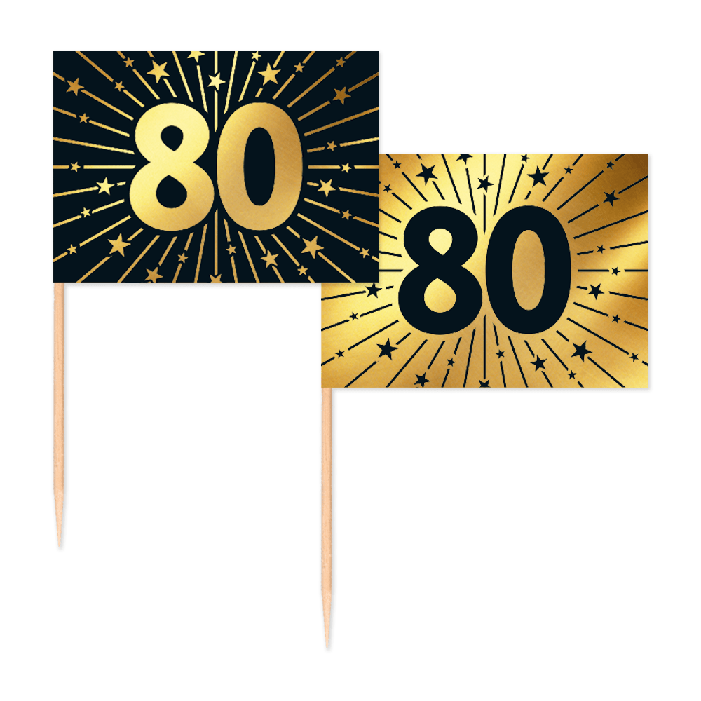 80. Geburtstag Fahnen Sticks - Geburtstag Sticks