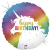 Ballon arc-en-ciel Licorne Happy Birthday (rempli d'hélium) 