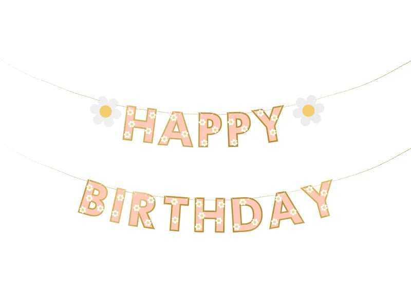 Happy Birthday Banner Girlande mit Sonnenblume - Girlanden Banner