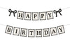 Happy Birthday Banner Girlande Schwarz mit Fliege
