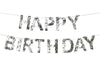 Happy Birthday Banner Girlande Silber