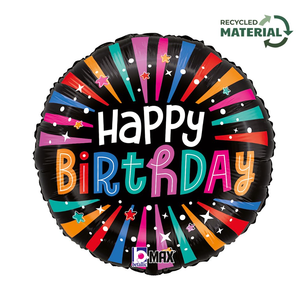 Happy Birthday Party Ballon (mit Helium gefüllt) - Happy Birthday Helium rund