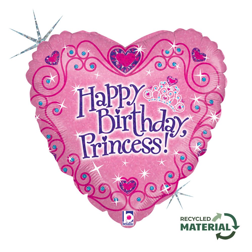 Happy Birthday Princess Ballon (mit Helium gefüllt) - Herz Ballon helium