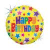 Ballon étoile coloré joyeux anniversaire (rempli d'hélium) 