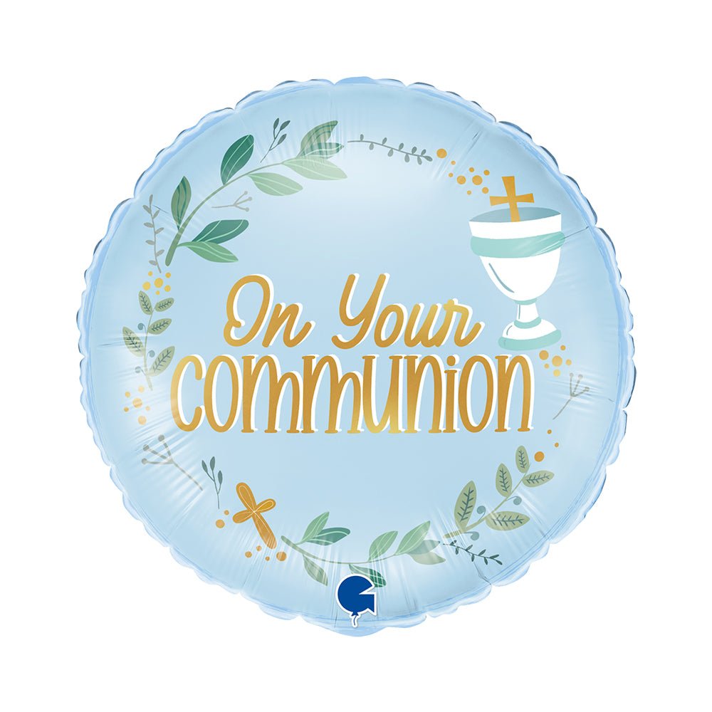 On Your Communion Blau Ballon (mit Helium gefüllt) - Rund Ballon helium