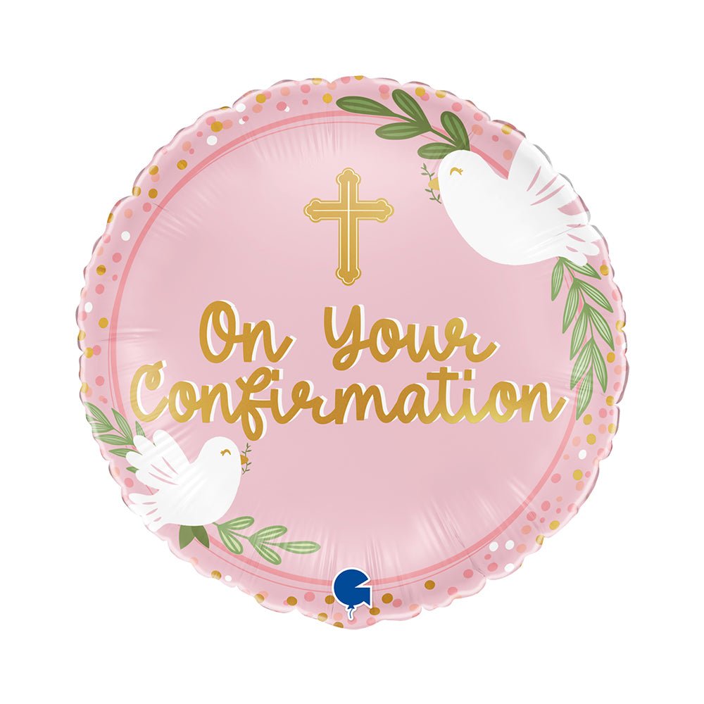On Your Confirmation Pink Ballon (mit Helium gefüllt) - Rund Ballon helium