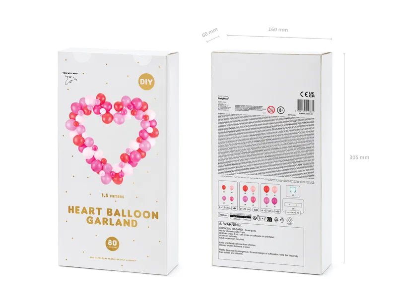 Rote und Pink Herz Ballongirlande mit Rahmen - Party Set