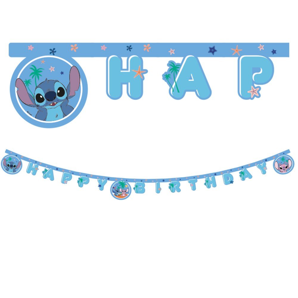 Stitch Happy Birthday Fahnen Banner - Girlanden Banner