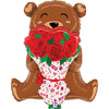 XL Bär mit Rosen Ballon (mit Helium gefüllt)
