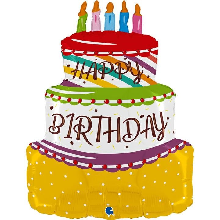 XL Cake / Kuchen Happy Birthday Ballon (mit Helium gefüllt) - Supershape helium