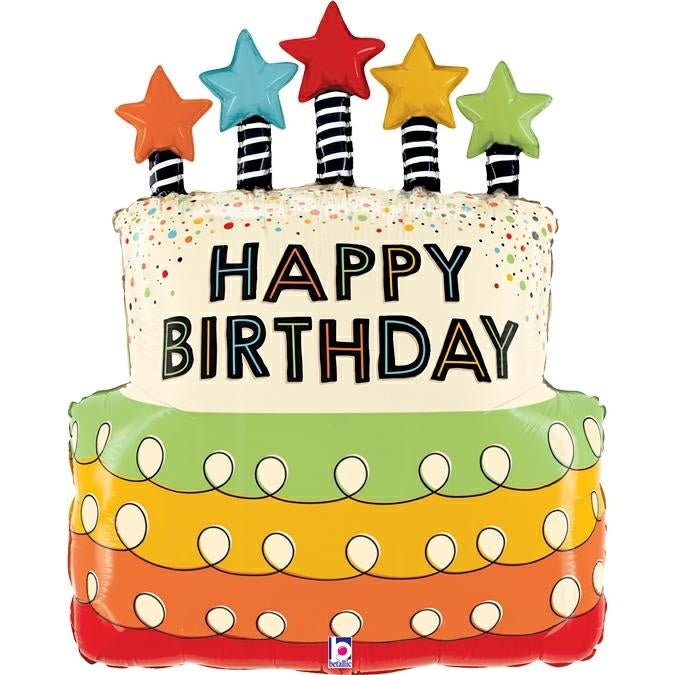 XL Cake / Kuchen Happy Birthday Ballon (mit Helium gefüllt) - Supershape helium