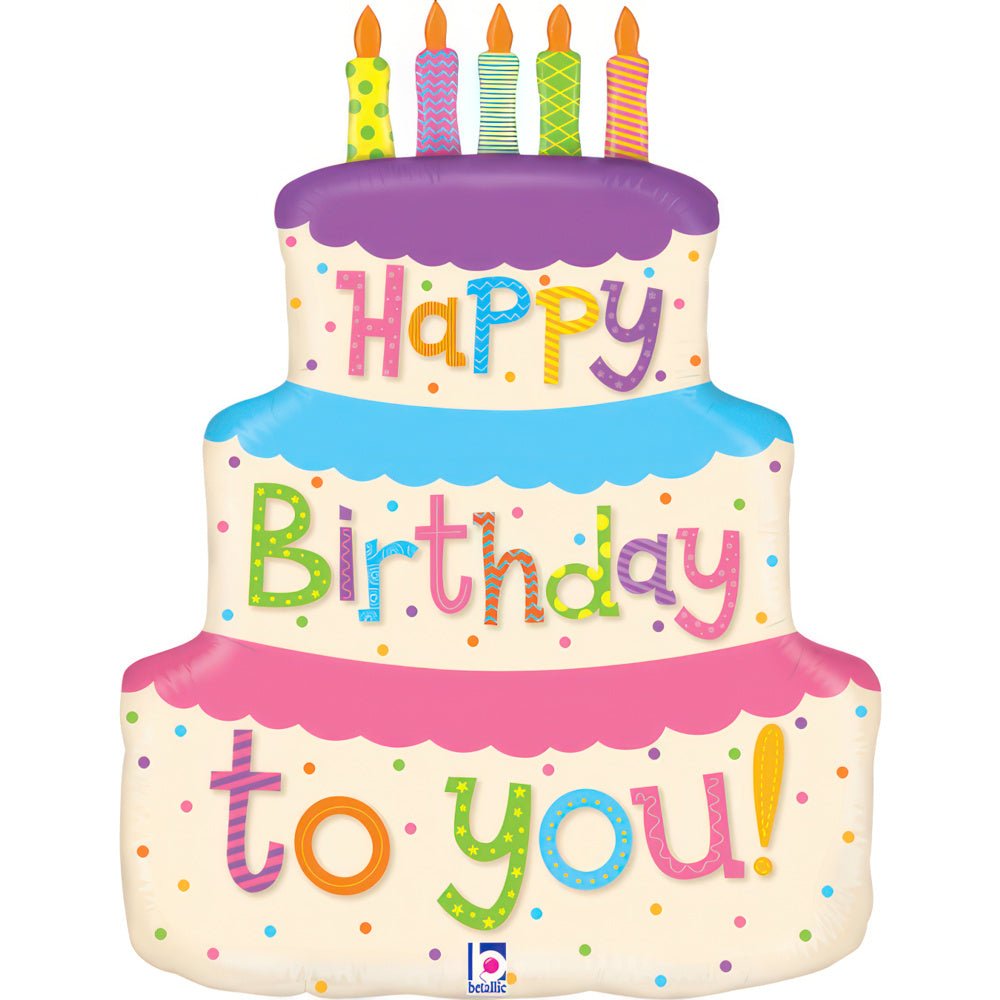 XL Cake / Kuchen Happy Birthday to you Ballon (mit Helium gefüllt) - Supershape helium