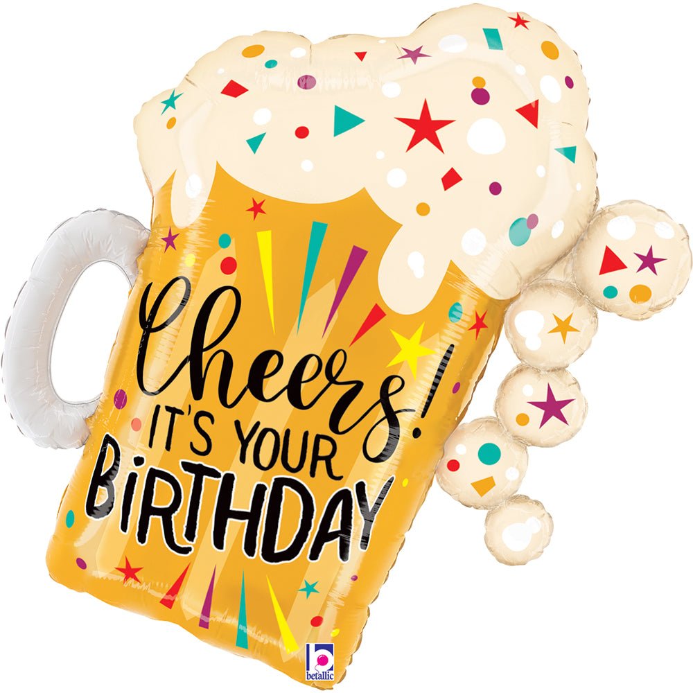 XL Cheers ! it's your Birthday Bier Ballon (mit Helium gefüllt) - Special message helium rund