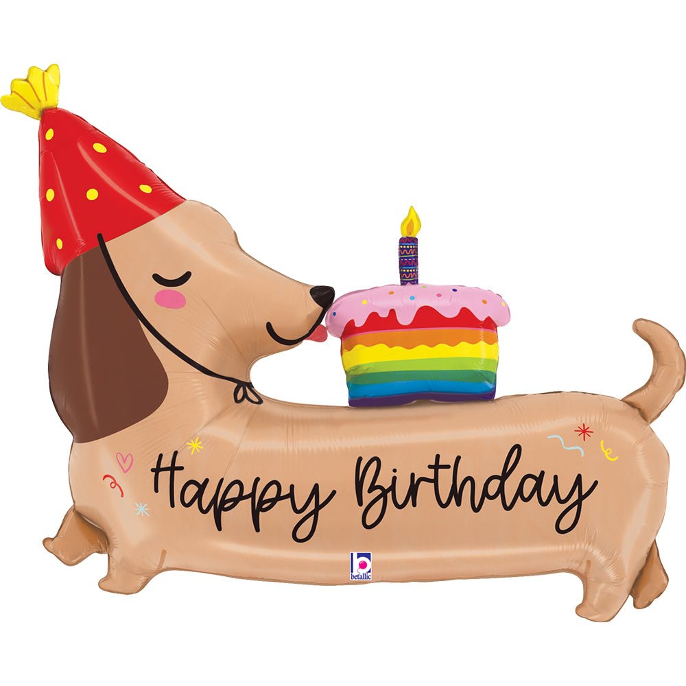 XL Dachshund Happy Birthday Ballon (mit Helium gefüllt) - Supershape helium