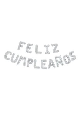 XL Feliz Cumpleaños Ballon Girlande silber - Ballon Banner