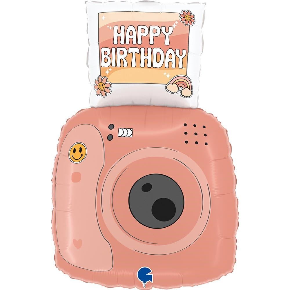 XL Kamera Groovy Happy Birthday Ballon (mit Helium gefüllt) - Riesenballon