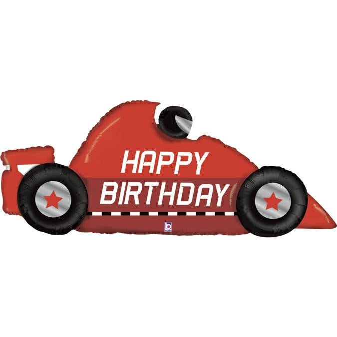 XL Race Car Happy Birthday Racing Ballon rot (mit Helium gefüllt) - Supershape helium