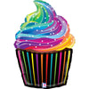 XL Regenbogen Cupcake Ballon (mit Helium gefüllt)