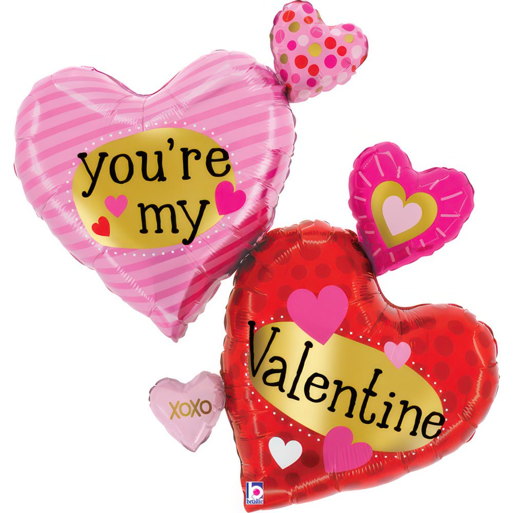 XL viele Herze you're my Valentine Ballon (mit Helium gefüllt) - Supershape helium