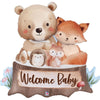 XL Welcome Baby Wald Tiere Ballon (mit Helium gefüllt)