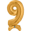 XL Zahlen Ballon Gold 9 zum Aufstellen (ohne Helium)