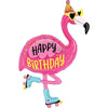 XXL Flamingo Happy Birthday Ballon (mit Helium gefüllt)