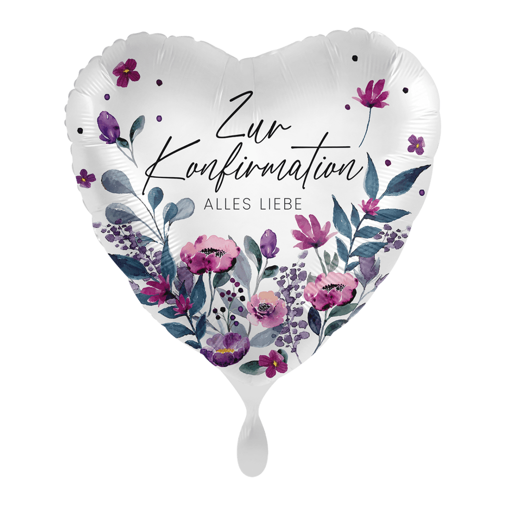 Zur Konfirmation alles Liebe Ballon (mit Helium gefüllt) - Herz Ballon helium