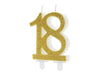 Bougie numéro 18e anniversaire or 