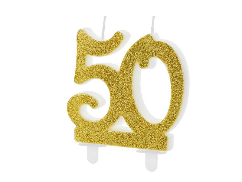 50. Geburtstag Zahlenkerze gold - Kerzen