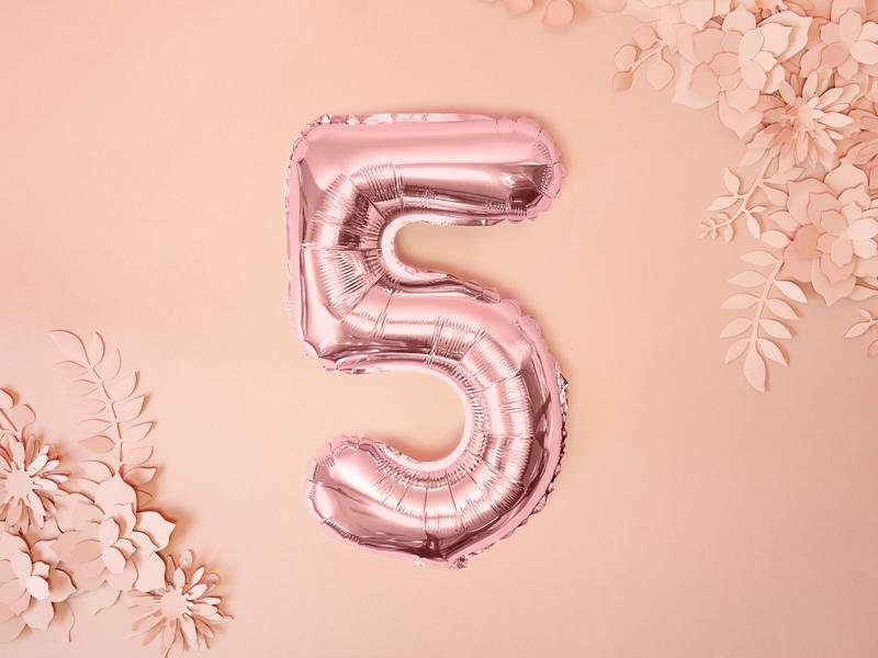 Zahlen Ballon rosegold 5 Party Deco