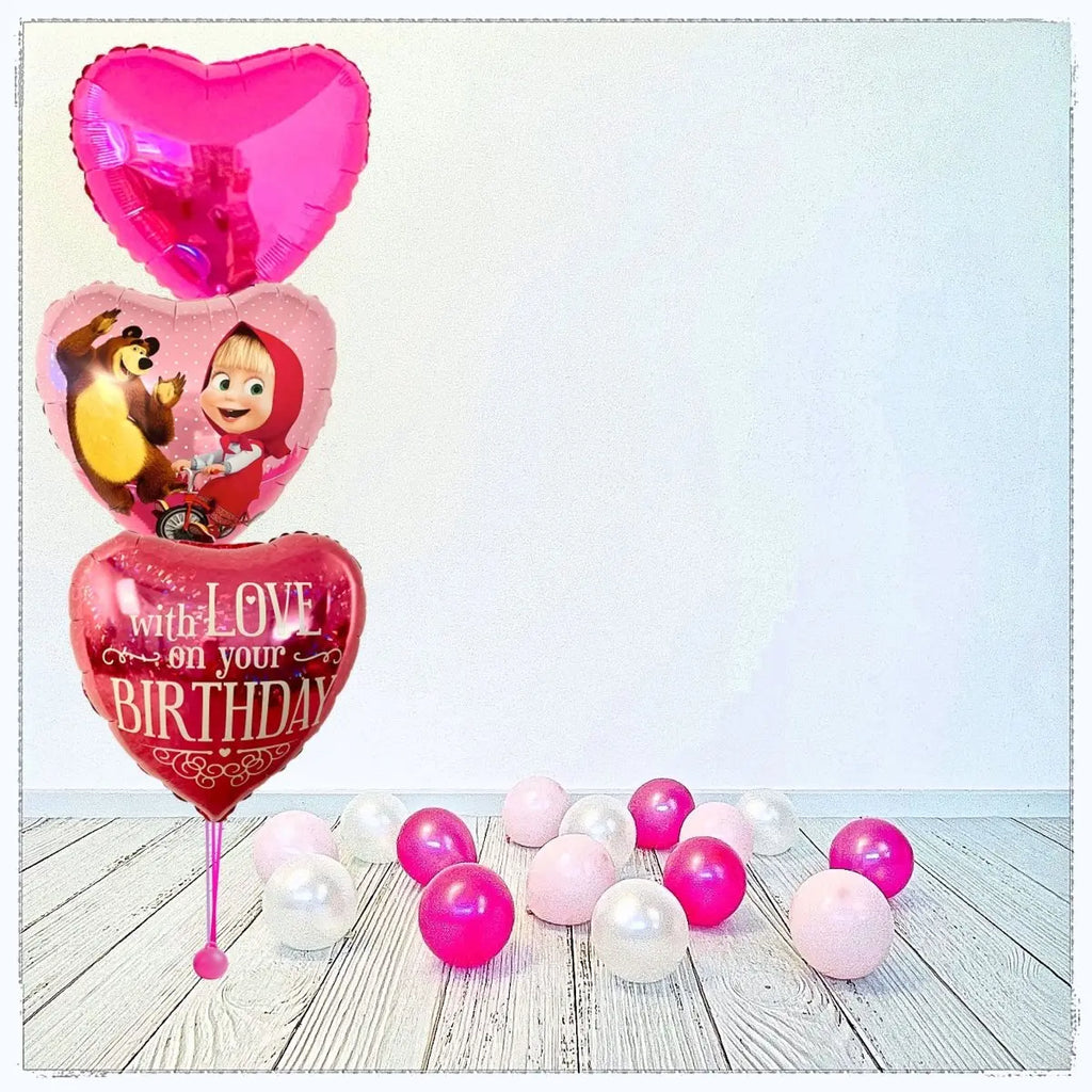 Bouquet zu Masha and the Bear Ballon (mit Helium gefüllt) - Bouquet zu Ballone