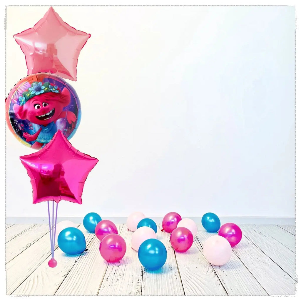 Bouquet zu Trolls World Tour Ballon (mit Helium gefüllt) - Bouquet zu Ballone