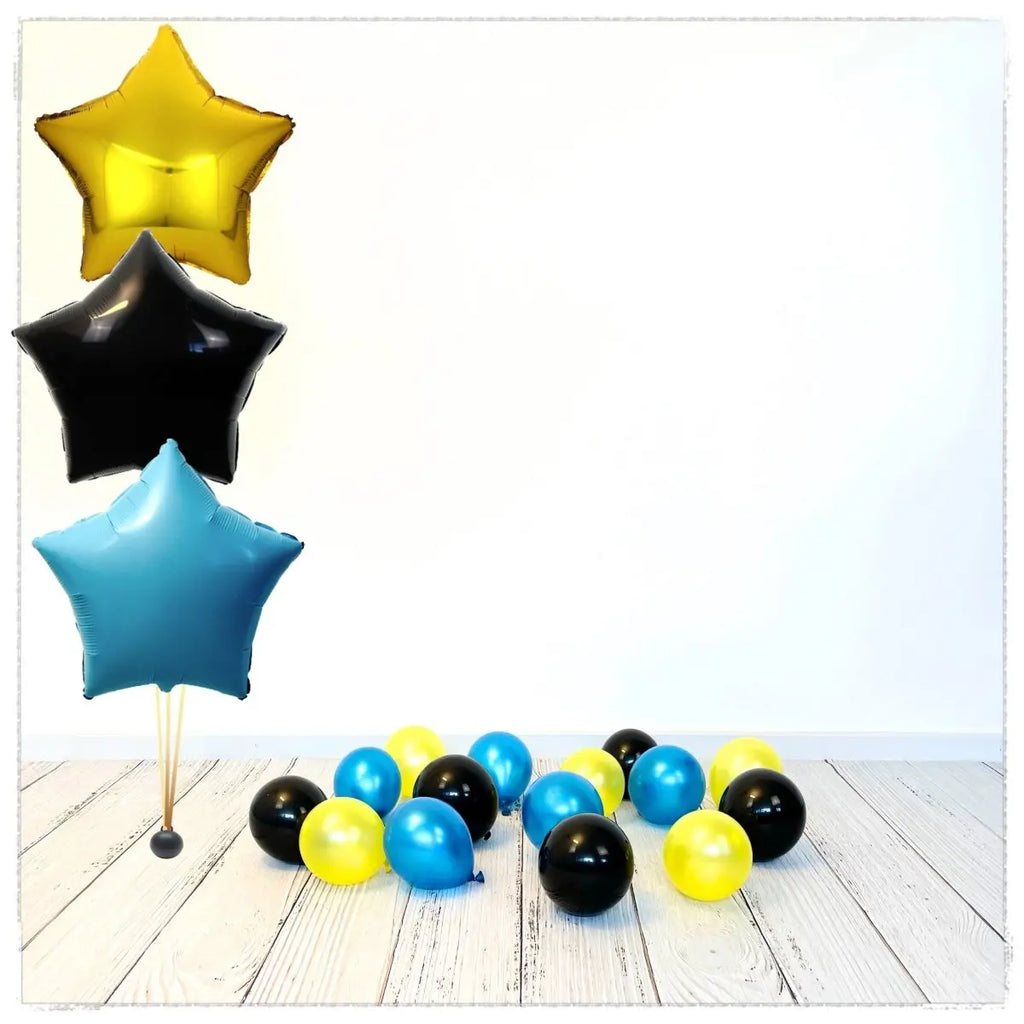 Bouquet zu Zahlen Ballon Sterne schwarz (mit Helium gefüllt) - Bouquet zu Ballone