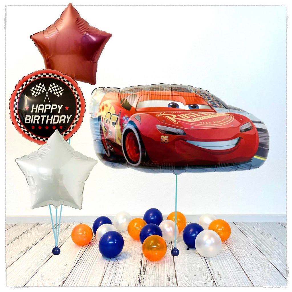 Cars Lightning McQueen Happy Birthday Ballon Bouquet (mit Helium gefüllt) - Liscenced Bouquet