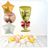 Bouquet de ballons joyeux anniversaire en verre de champagne (rempli d'hélium) 