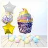 Cupcake Happy Birthday Ballon Bouquet  (mit Helium gefüllt)