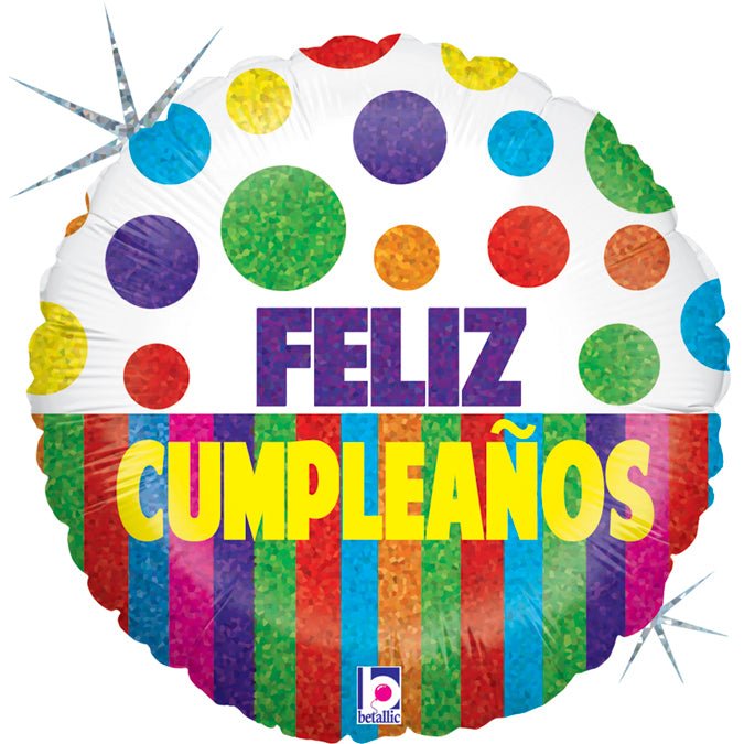 Feliz Cumpleanos Ballon (mit Helium gefüllt) - Happy Birthday Helium rund