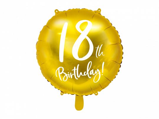 Happy Birthday 18 gold Ballon (mit Helium gefüllt) - Happy Birthday Helium rund