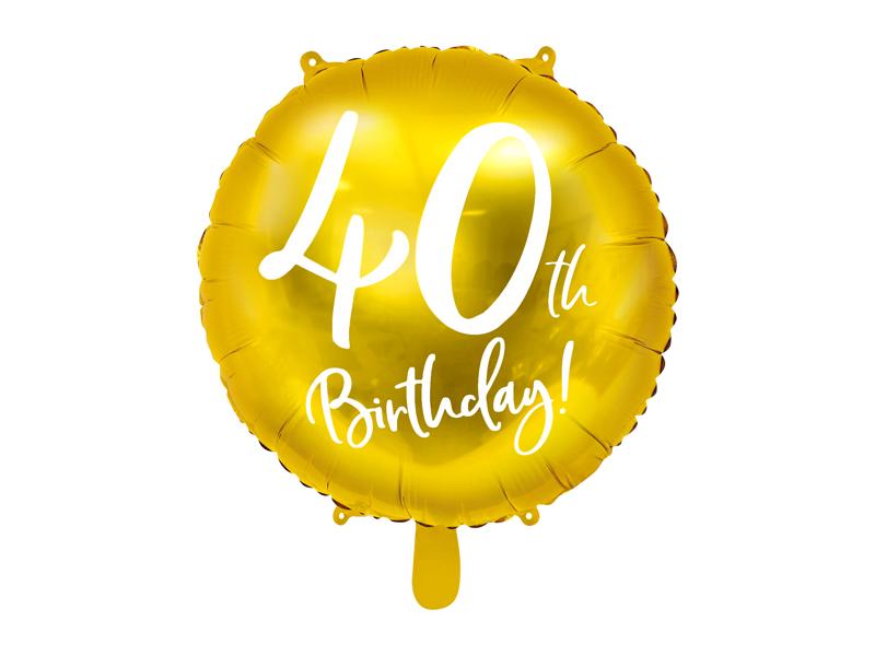 Happy Birthday 40 gold Ballon (mit Helium gefüllt) - Happy Birthday Helium rund