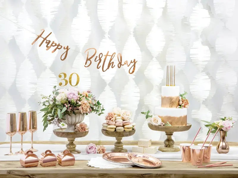 Happy Birthday Banner Girlande rosegold - Girlanden Banner