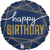 Ballon joyeux anniversaire or bleu (rempli d'hélium) 