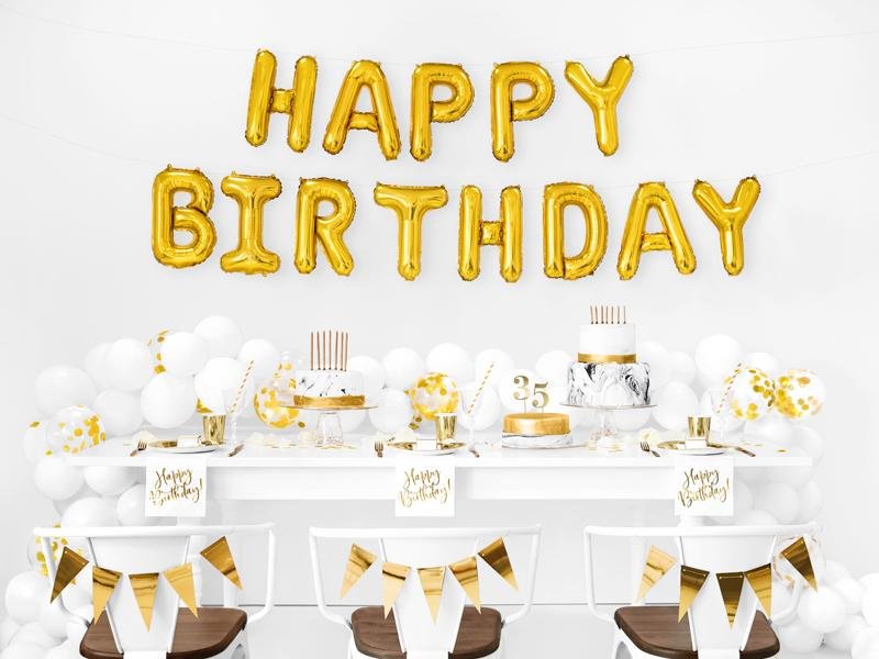 Happy Birthday XL Ballon Banner gold - Ballon Banner