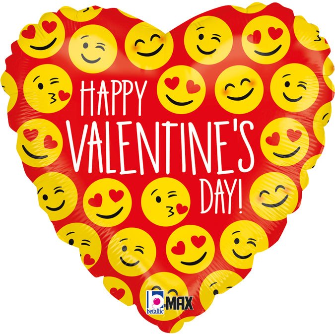 Happy Valentines Day Emoji Ballon (mit Helium gefüllt) - Herz Ballon helium