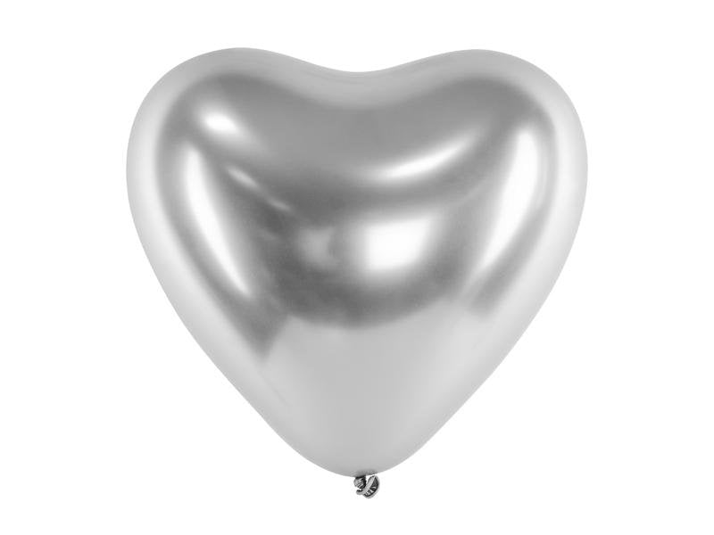 Herz silber glossy Ballon - Latex Ballon Herz