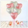 Bouquet de ballons coeur blanc et coeur rose (rempli d'hélium) 
