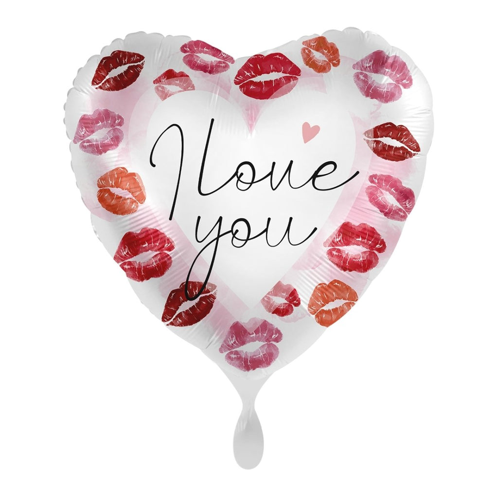 i Love you full of Kisses Ballon (mit Helium gefüllt) - Herz Ballon helium