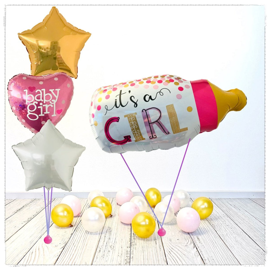 It's a Girl Babyflasche Ballon Bouquet (mit Helium gefüllt) - Baby Shower Bouquet