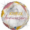 Ballon Joyeux Anniversaire Or Rose (Rempli d'Hélium) 