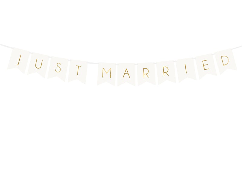 Just Married Banner Girlande weiss - Girlanden Banner